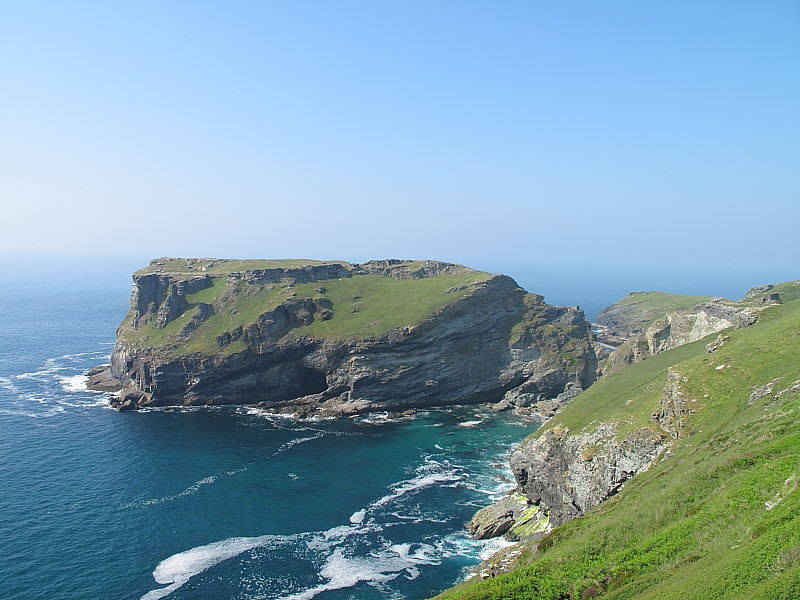 view north to The Island from Glebe Cliff on Tintagel Head