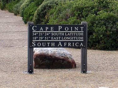 Cape Point latitude and longitude information board, Cape of Good hope, South Africa