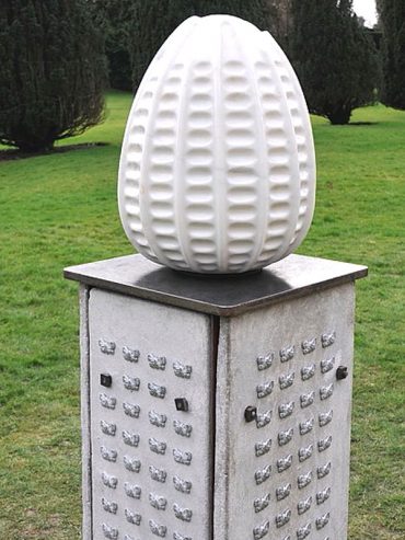 Lost Comrades – a sculpture of a Small Pearl-bordered Fritillary egg by Glenn Morris