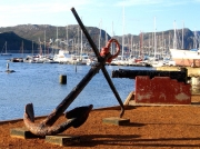 Historic anchor and canon on Simon's Town harbour quay